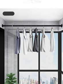 1pc Adjustable Stainless Steel Closet Rod, Extendable Bathroom Towel Bar, Clothing Rack, Curtain Rod, Wardrobe Hanging Rod, Extendable Shower Curtain Rod, Balcony Rod - No Drilling Required, Suitable For Curtains, Doors And Bedroom Items - Multicolor - View 6