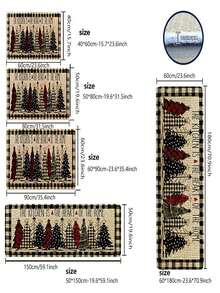 1 件，复古蓬松圣诞树图案地垫，防滑、防油、防水地垫，防尘地垫，适用于厨房、客厅、洗衣房和浴室、房间装饰 - 杏色 - 查看 8