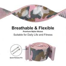 Correa de Reloj de Nylon Ajustable de 18mm, Correa Deportiva de Liberación Rápida (Negra) - Camuflaje rosa - Ver 3