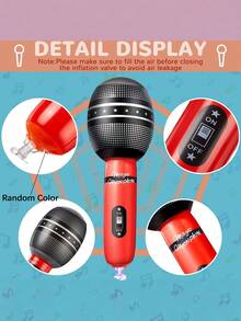 6pcs Inflatable Microphone, 9.4 Inch Inflatable Plastic Fake Microphone Prop Toy, Suitable For Musical, Concert, Karaoke, 80s 90s Party, Cosplay, Stage Decoration - Multicolor - View 3