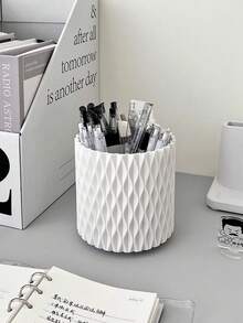 1个可旋转菱形网格化妆刷架，梳妆台收纳架 - 适用于口红、眉笔、眼影刷、散粉刷等，简约桌面文具刷架收纳架 - 彩色 - 查看 11