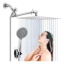 - Regadera metálica 20x20 cm + tubo de 30 cm | fácil de usar y resistente al óxido | envío gratis - Ducha/alcachofa metálica con tubo, diseño anti-corrosión para baño moderno. - plateado - Ver 9