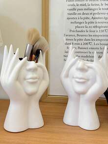 1pc Creative Facial Styling Art Storage Container, Multifunctional Desktop Storage For Office Supplies, Pen Holder, Makeup Brush Holder, Decoration.