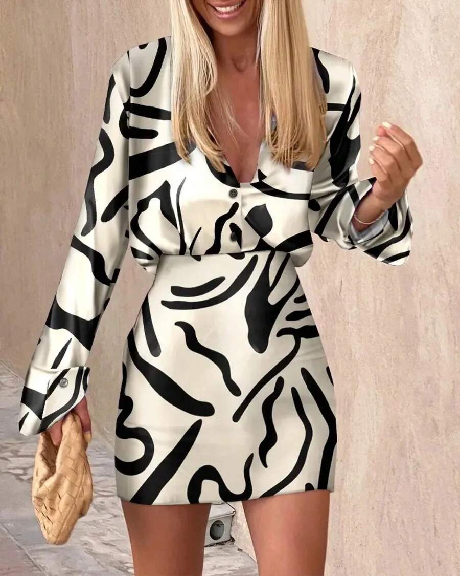 Frühling Herbst Mode Druck Langarmshirt Rock Set Damen Winter Sexy Paket Hüften Rock V-Ausschnitt Shirt Oberteil Anzug für Frauen