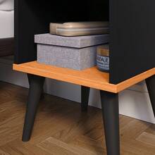 Small Retro Bookshelf Bedside Table Various Colors Charm - Negro/Naturaleza - Ver 6