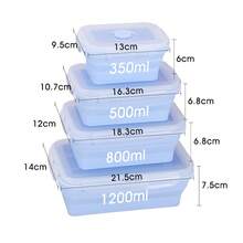 Collapsible Silicone Food Storage Container, Leftover Meal Box For Kitchen, Bento Lunch Boxeree, Microwave, Dishwasher And Fre Safe. Foldable Design Saves Your Space - Picture Color - View 1