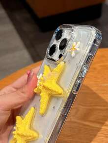 New Fashionable Korean Ins Style Resin Starfish Phone Case, Compatible With IPhone 16 Pro Max, 15 Pro, 13/14/15 Pro Max, Minimalist Design - Clear - View 6