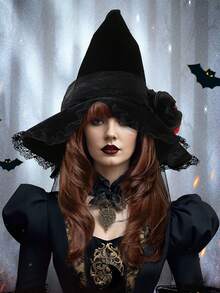 1 件新款万圣节女巫帽、巫师帽、魔术师帽、尖顶帽和复古骑士帽，采用涤纶制成，非常适合聚会和节日 - 彩色 - 查看 3