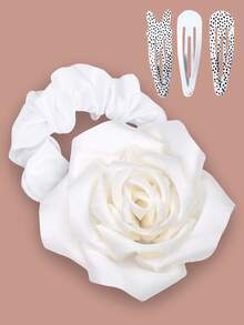 1个/2个/3个/4个/5个/6个装 手工大玫瑰发圈，缎面玫瑰优雅发圈，玫瑰马尾发圈，玫瑰花手链发绳头饰弹力发带 - 彩色 - 查看 20