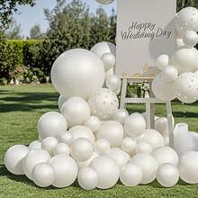 182pcs Pearl White Balloon With Stickers, Double-Layer Floral Arch Garland Set, Includes 18/10/5 Inch Sizes, Suitable For Wedding, Bridal Shower, Baby Shower, Valentine's Day And Bachelorette Party Decor - White - View 7