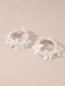 2件套女孩仿珍珠白花发圈 - 白色 - 查看 13