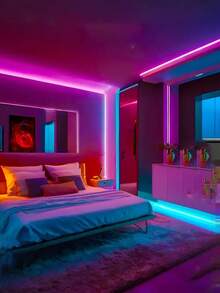 Đèn dây LED USBNeon 24 phím 1 chiếc, Đèn trang trí nội thất Neon RGB, Đèn Neon rực rỡ có thể đồng bộ với, Đèn Neon DIY linh hoạt, Thích hợp cho phòng trong nhà, tường, lễ hội, trang trí tiệc tùng - Nhiều màu - Xem 3