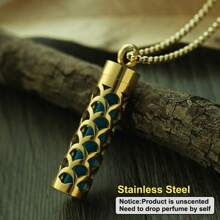 Golden Aromatherapy Necklace Diffuser Pendant Stainless Steel Locket Aroma Perfume Oils Essential Oil Diffuser Pendant Necklace Stainless Steel Jewelry Locket Necklaces Couple Men Punk Pendants Necklaces - Gold - View 11