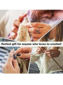 Cute Cat Themed Crochet Hook Set, Adjustable Crochet Tension Ring, All Season Knitting&Crochet Supplies, Open-Ended Crochet Hook, Adjustable Crochet Tension Ring,Ring Beginner Knitting Crochet Gift - Multicolor - View 4