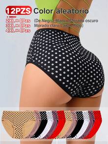 Set de 4/12 Bragas de Algodón para Mujer con Diseño de Polka Dots, Cómodas y Suaves de Alta Calidad - Perfectas para Uso Diario - color mezclado - Ver 1