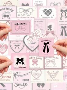 50 件个性化粉色贴纸卡通图案适用于办公椅笔袋椅子电脑桌耳机水瓶日记滑板收纳盒桌面装饰贴不重复色彩鲜艳非常适合送给朋友 - 彩色 - 查看 4
