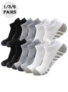 1/3/6 Pair(S) Functional Ankle Socks, Classic Colorblock Design For Men & Women, Breathable Mesh With Accent Colors, Energetic Style, Suitable For Sports & Workout
