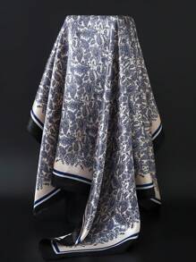 1pc 35.4 Inch Square Scarf, Fashion Printed 90cm Scarf Shawl Neckerchief Luxury Silk Feeling For Women, All Season