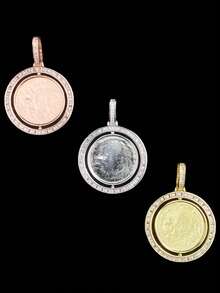 DUBSS 1 件装法棍形旋转定制照片项链吊坠，男士镀金嘻哈饰品 - 圓形 - 查看 5