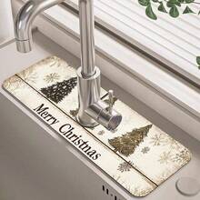1 Stück/90 Stücke Weihnachten, Weihnachtsbaum bedruckter Wasserhahn, wasserabsorbierender Abtropfmatte, Retro Kaffee wasserabsorbierende schnelltrocknende Matte, gummibeschichtete Toiletten- und Küchenarbeitsplatten-Wasserhahn-Abtropfmatte, geeignet für Wasserhähne in Büros, gewerblichen Betrieben und Haushalten, dekorative Küchendekorationen