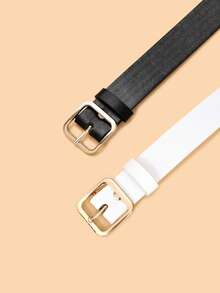 2条装时尚百搭小扣儿童腰带 - 黑與白 - 查看 4