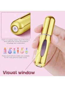 One Perfume Distribution Bottle, With Perfume Bottle Directly Filled At The Bottom, Reusable Fine Spray Water Bottle, Makeup Water Bottle, Perfume Distribution Tool, Suitable For Family And Friends' Birthday Gifts, Holiday Gifts, Easy To Travel And Carry, With A Capacity Of 5ml. - Vàng - Xem 4