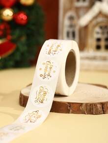 500pcs Golden Merry Christmas Round Stickers Xmas Decorative Sealing Stickers Christmas Gifts Packaging Supplies Labels Stickers Hand Ledger Stickers DIY Diary Hand Account Sticker Merry Christmas Decorations For Home 2025 New Year 2026 Decorations