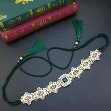 1pc Handmade Rope Waist Belt Chain, Gold Arabic Moroccan Robe Metal Waist Belt With Tassel Decor, Suitable For Summer, School Autumn, Autumn, Halloween - A - View 10