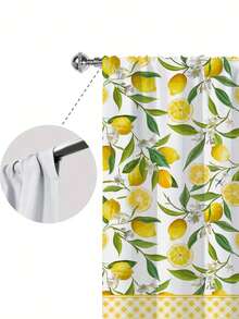 ستارة مطبوعة بالليمون الأصفر الطازج لنافذة المطبخ، بدون ثقوب، ستارة قصيرة، مناسبة للغرفة والمكتب والمطبخ وغرفة المعيشة والدراسة، ديكور المنزل