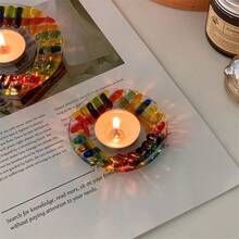 1 قطعة صينية مجوهرات من الزجاج الفسيفسائي، صحن زخرفي للأشياء الصغيرة، صينية لحفظ الخواتم، صينية عرض مجوهرات أنيقة لمنضدة الزينة أو ديكور المدخل