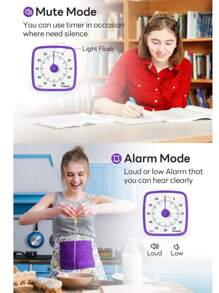 Yunbaoit 60 Minute Visual Countdown Timer With Night Light, Suitable For Anyone's Visual Timer, Suitable For Silent Timers In Homes, Classrooms, And Kitchens  Purple