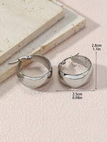 1 Pair Mirror Fashionable Party Earrings, Casual Daily Accessories - Silver - View 3