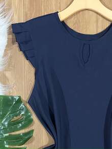 Women's Fashion Crepe Tank Top - Azul Marino - Ver 2