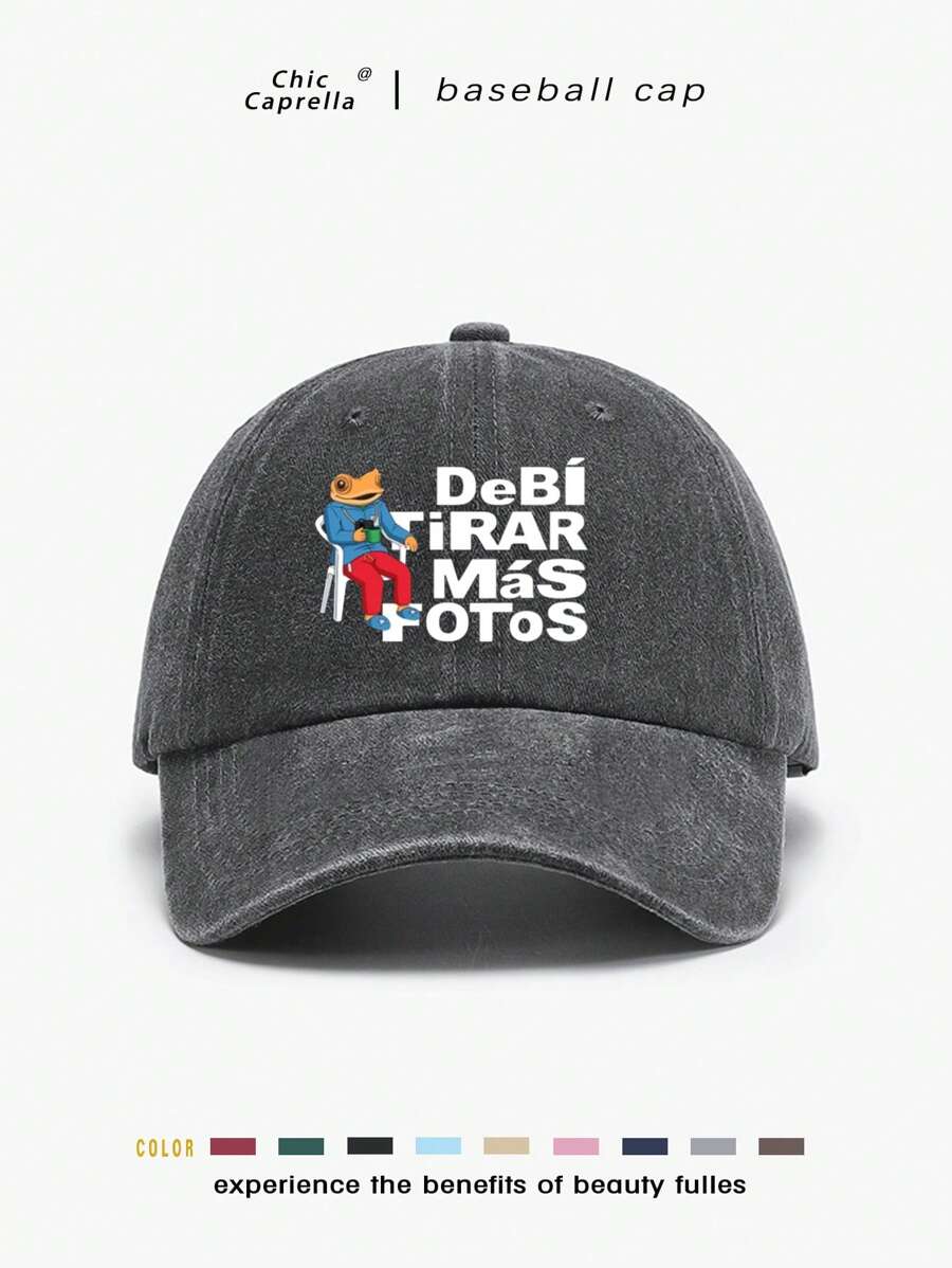 1 Pc DTMF PUERTO RICO Print Washed Baseball Cap Classic Casual Stylish Vintage Soft Sweatband Adjustable Size Lightweight Sun Protection Versatile Dad Hat Suitable For Outdoor Sports Daily Wear Party Vacation Perfect Gift For Families And Friends