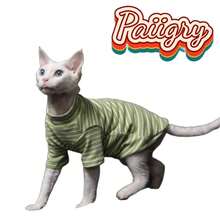 3-Color Striped Classic Homewear Outfit For Sphynx Cats, Suitable For Small-Medium Cats, Machine Washable - Black - View 5