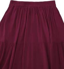 Women's Summer Long Flowy Renaissance Skirt With Pockets - Boho High Waist A-Line Maxi Skirt,Vacation Outfits Women,Valentine Outfits For Women,Street Photography - Wine - 查看 3