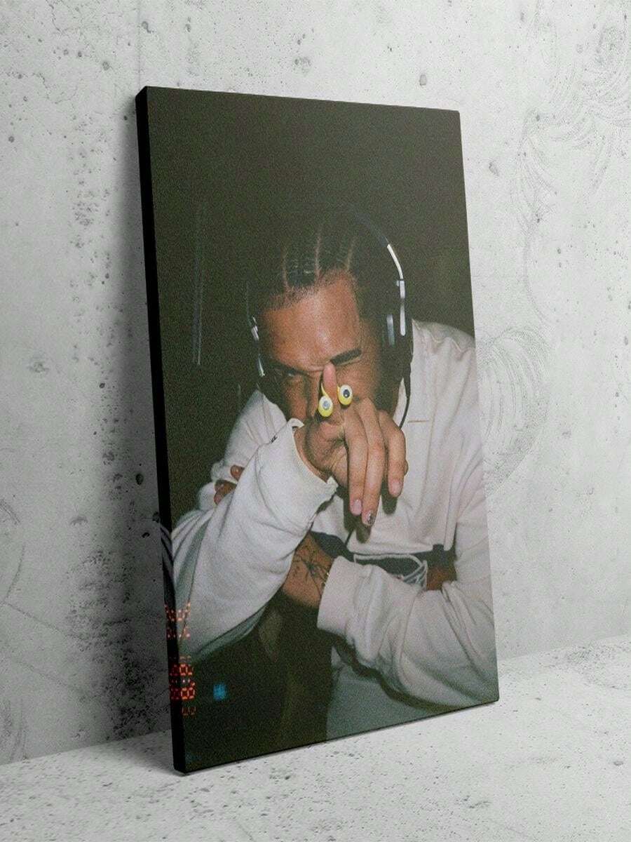 1pc 30*40cm(12*16inch)Framed Drake Canvas Poster - Vibrant Wall Art With Headphones And Colorful Lenses, .X. Inches, Wraparound Frame, Perfect For Music Lovers And Home Decor, Music Wall Art - 白色 - 查看 1