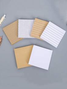 80张/本创意简约办公便签，强力粘性免撕便签，网格学生标记便签 - 黑與白 - 查看 1