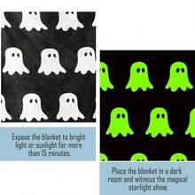 1pc Glow-In-The-Dark Ghost Pattern Flannel Blanket. Made Of High-Quality Flannel Fabric, Soft And Skin-Friendly, More Suitable For Young People. It Is Warm And Comfortable, Suitable For Sofa, Bedroom And Travel, And Is An Excellent Gift For Friends And Classmates. - Multicolor - View 8