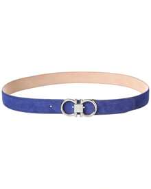 Ferragamo Gancini Adjustable Suede Belt - 藍色 - 查看 1