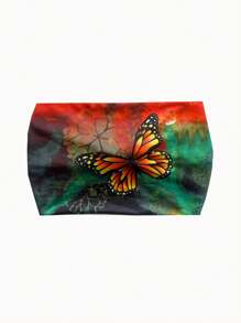 1pc Retro Butterfly Print Headband, Non-Slip Knotted Headscarf, Elegant Versatile Boho Style Headband, Elastic Wide Headband, Absorbent Headband For Exercise Yoga, Cute Headband For Women Hair Accessories Sports Hair Bands Women Turban Running Hair Wrap Cycling Sweatband Autumn Accessories Women Bandana Fashion Head Wrap Fall Head Band Winter For Vacation Outfits Woman