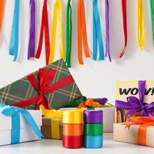 6 Rolls Of Double-Sided Ribbon, 1 Inch Wide, Total Size 30, Double-Sided Ribbon, Gift Packaging In Various Colors, Bouquets, Bows, Handicrafts, Christmas, Easter, Parties (6 Sets To Choose From) Home Decor Christmas Decorations Room Decor Winter Christmas Decorations Home Christmas Gifts Christmas Decor - Multicolor - View 8