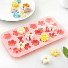 1 件硅胶花巧克力模具雏菊郁金香花蝴蝶结模具用于糖果、果冻、冰块、布丁、肥皂、饼干制作，可重复用于烘焙甜点 - 彩色 - 查看 4