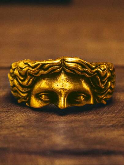 1pc A Half Face Ring, Retro Sculpture And Fashion Ring, Suitable For Commemorative Gifts, Holidays Gifts For Friends