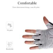 ROCKBROS 半指运动骑行手套，露指防滑减震 - 灰色 - 查看 9