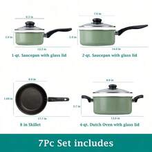 7 Piece Non Stick Aluminium, Pots And Pans Cookware Set, Black - cây xô thơm - Xem 2