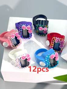 1pc Portable Rhinestone Flower Tally Counter, Manual Ring Mini Counter Without Battery, Finger Counter, Ring Button Counter, Suitable For Knitting Counting