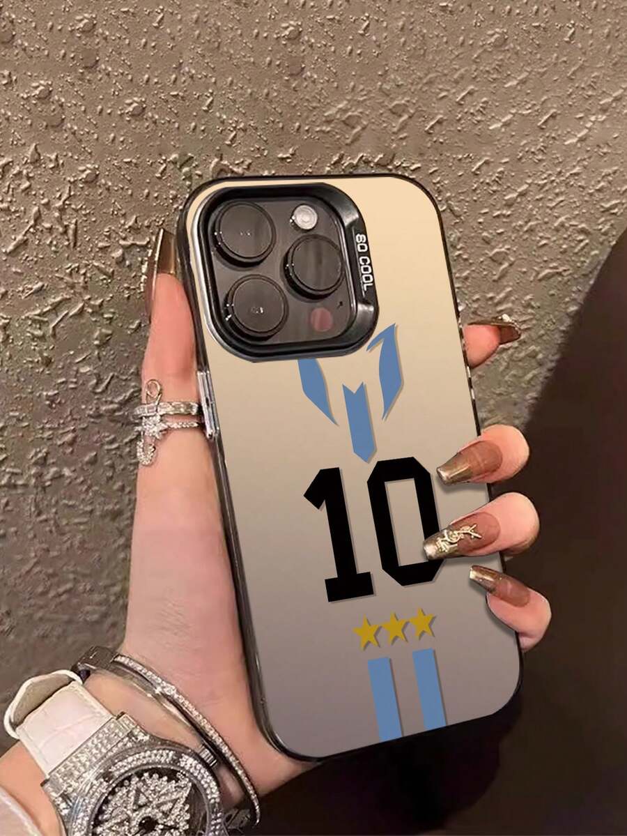 Retro Football Style - Legendary Argentine Player No. 10 - Premium Texture | Phone Lens Protection | Shockproof And Drop-Resistant | Matte And Non-Slip | Low-Profile Luxury, IMD Technology S - 黑色 - 查看 1