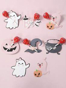 48pcs Halloween Theme Lollipop Card, Different Pattern Lollipop Paper Packaging Card Bag, Halloween Pumpkin Ghost Pattern Lollipop Paper Jam, Halloween Lollipop Packaging Card Bag, Happy Halloween Gifts Bag, Trick Or Treat, Festival Party Room Table Packaging Gifts Lollipop Decor Cards Bag, Halloween Party Gifts, Halloween Decoration, Halloween Gifts, Party Favor