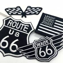 4pcs Embroidery Patches Appliques For Clothing DIY Iron On Patches For Clothes Jeans Jacket Accessories. - Black and White - View 4